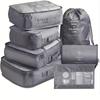 Set de bolsas de almacenamiento de viaje de siete piezas, equipaje, bolsa organizadora de ropa, bolsa de clasificación y almacenamiento para ropa interior y de viaje