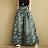 Women's Fashion Casual Flower Pattern Print High Waist Trousers Pants & Capris