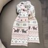 Fair Island wind cute cat double-sided knitted scarf female autumn and winter warm college wind versatile scarf windproof and cold