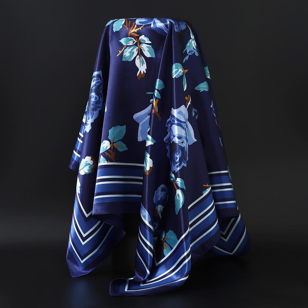 Europe America Kerchief Four Seasons Popular Silk Scarves Luxury Style Sunscreen Square Shawls New Fashion 90X90CM Headcloth