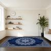 Sophisticated Dark Blue Floral Motif Rug Ideal For Minimalist Lovers Art Enthusiasts And Modern Urban Home Decoration