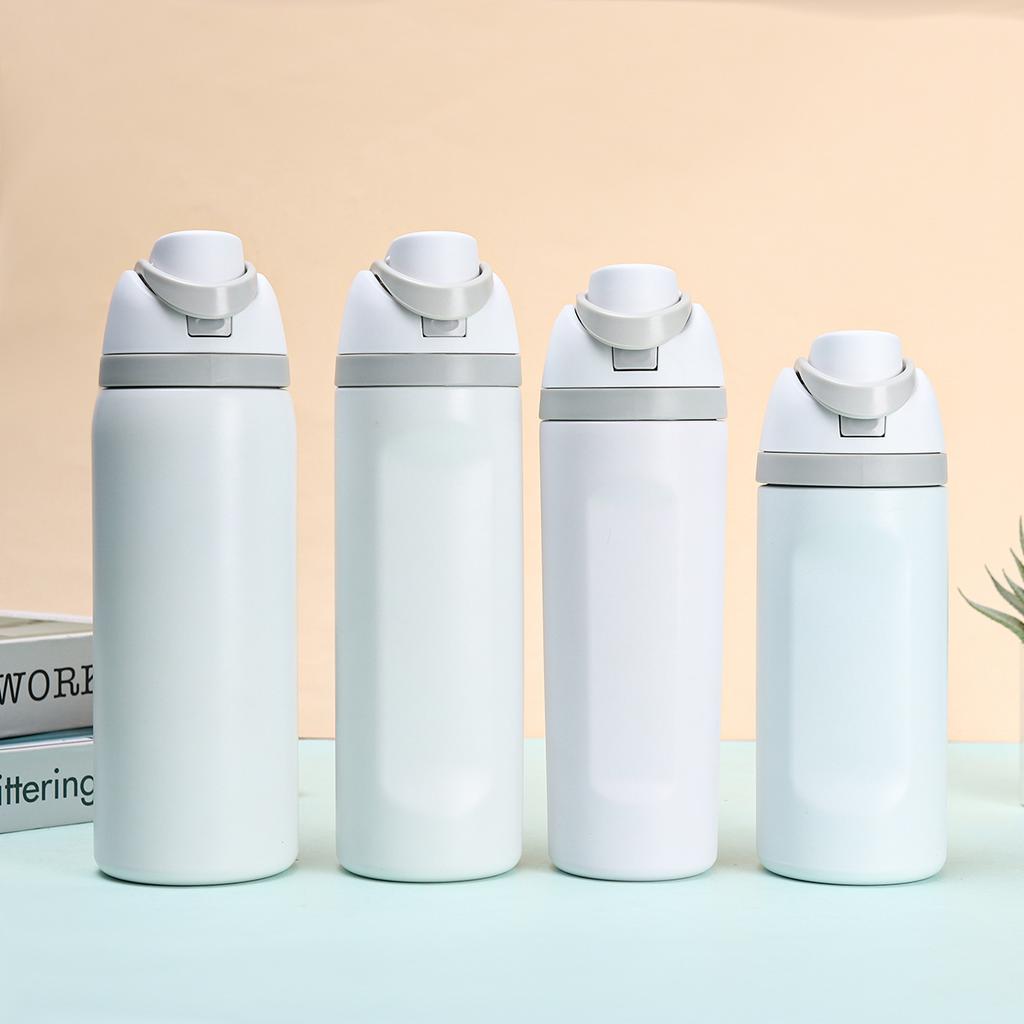 304 stainless steel water bottle - Large capacity portable bouncing insulated cup - Handheld double drinking straw cup