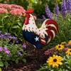 Metal Rooster Statues Waterproof Chicken Sculpture Metal Garden Deco Outdoor Yard Ornament