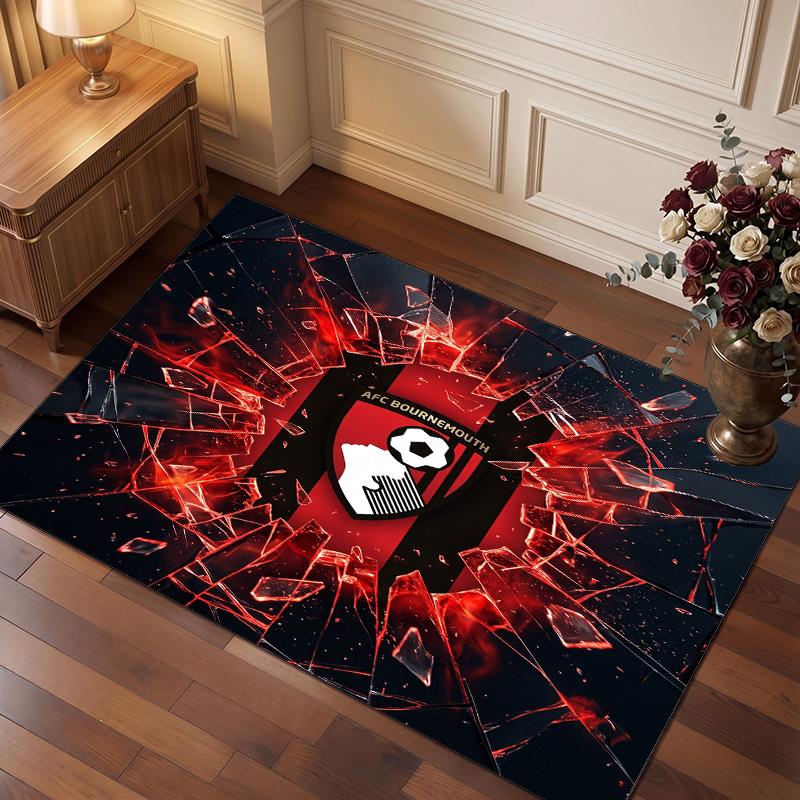 Tappeto in Velluto di Cristallo con Stampa del Bournemouth Football Club, Comodo Assorbente d'Acqua Antiscivolo Tappeto per Pavimenti Interni