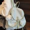 2025 Summer New Fashion Korean Niche Plaid Backpack Large Capacity College Pocket Japanese Backpack Women