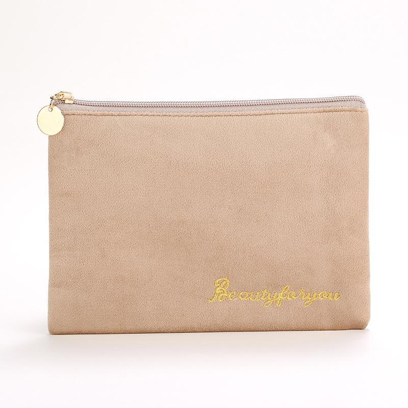 

Бархатный косметический фланелевый набор сумок: Ручной органайзер для макияжа, помады и дорожных туалетных принадлежностей Flat bag хаки