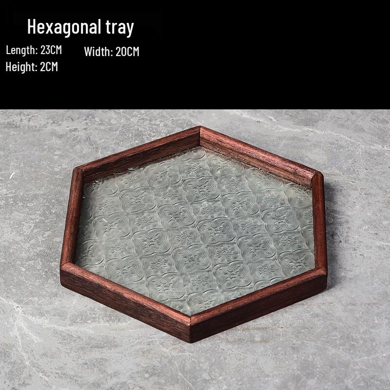 Yangge Begonia Embossed Glass Tea Tray