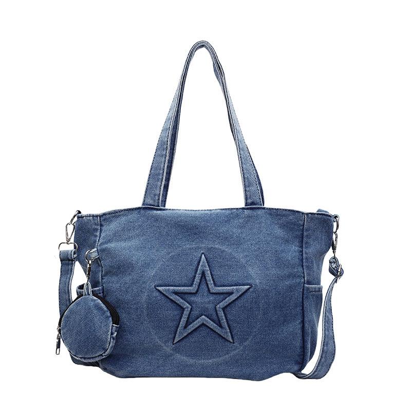 Cool Spice Girl Style Denim Big Bag Women's New Fashion Large Capacity Tote Bag Summer Versatile Messenger Bag