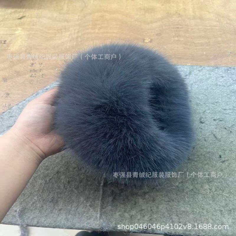 Autumn and winter hats are fashionable and versatile, windproof and warm, topless Mongolian hats, imitation fox fur hat rings, plush hair accessories