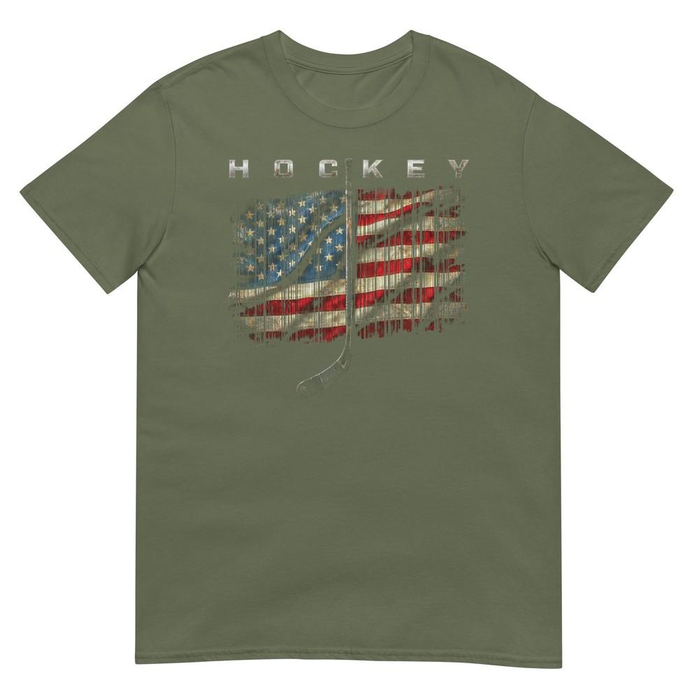 American Flag Hockey Vintage Baseball Bat TShirt