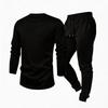 Men's Outdoor Sports Two Piece Set Breathable Long Sleeve Shirt and Elastic Waist Jogger Pants Casual Athletic Wear for Daily Activities