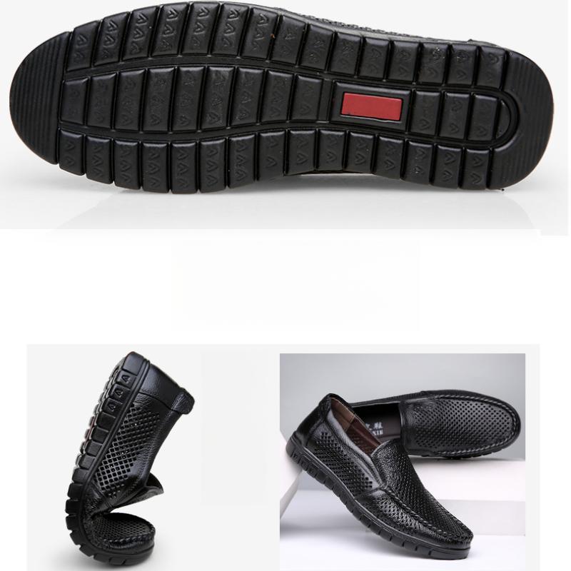 Fashion Men's Hollow Leather Shoes Summer Soft Sole Men's Loafers Platform Bussines Dress Shoes Men Casual Sandals Shoes