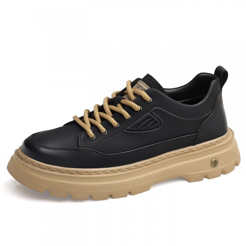 

Men s Skate Shoes Casual Leather Soft Soles Fashionable All-match British Style Sports 44 чорний