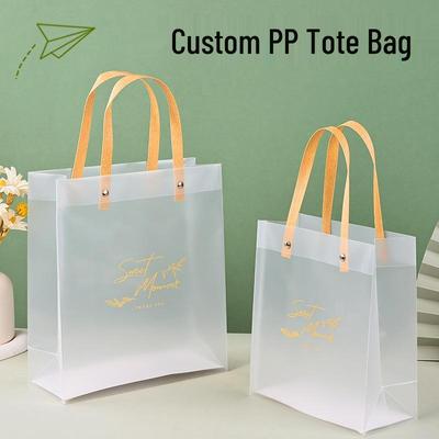 In-Stock Translucent Frosted Square Tote Bag - PP PVC Ins Style & Customizable for Gifts/Wedding Favors