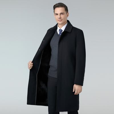 Winter Middle-aged Wool Coat Men's Medium and Long Trench Coat Middle-aged and Elderly Dad's Woolen Coat