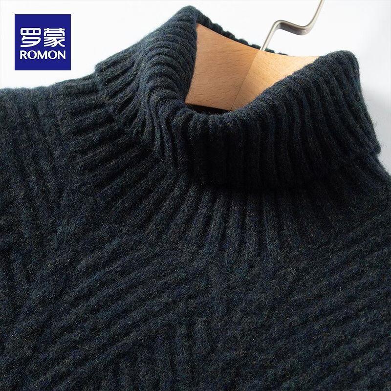 ROMON Men's 100% Wool Turtleneck Sweater