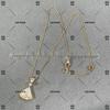 V Gold High Fan-shaped Clavicle Necklace: 18k Rose Gold with Red Agate, Diamond Accents, and White Shell on 925 Silver for Women
