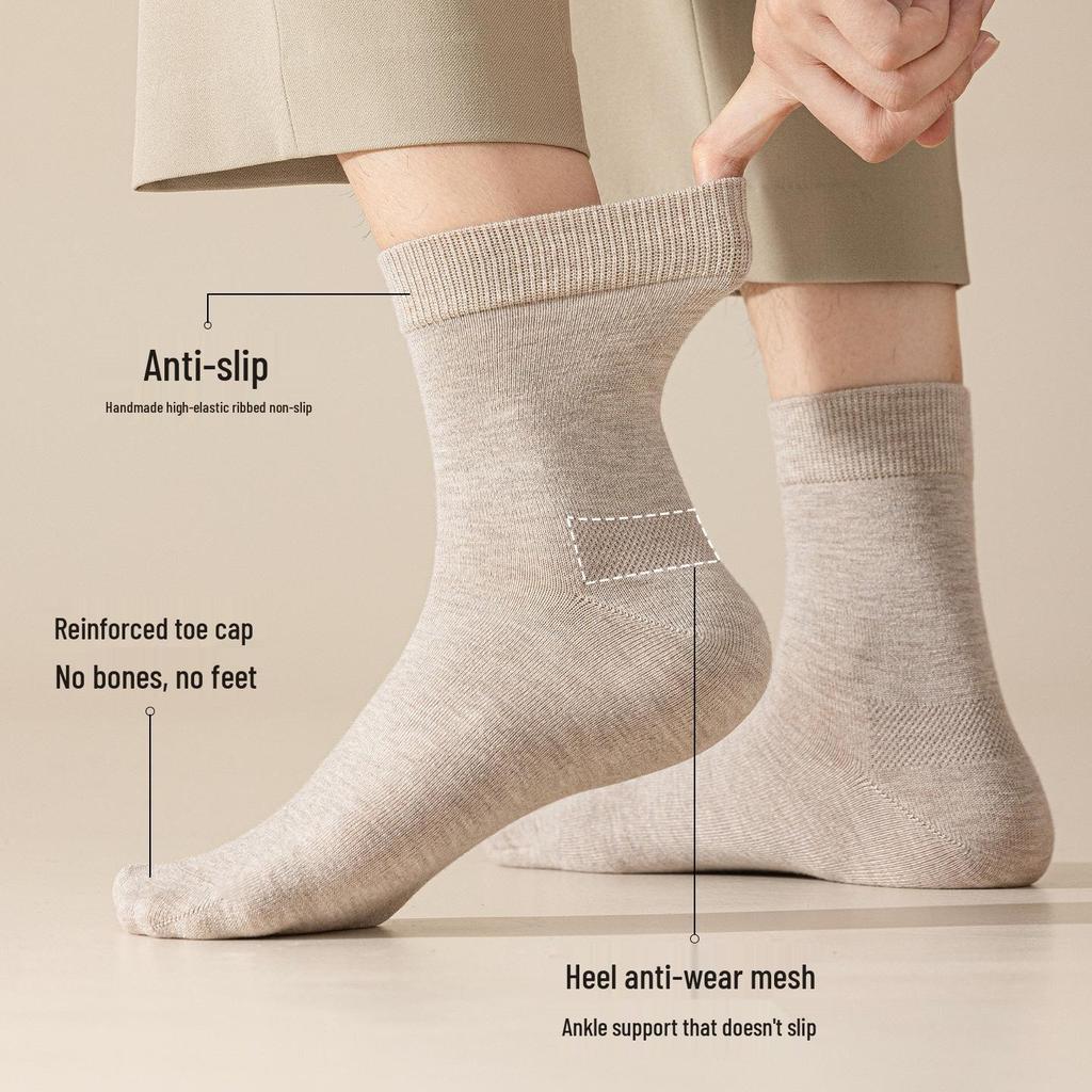 Men's 95% Wool Mid-Calf Merino Cashmere Socks - Warm, Antibacterial, Anti-Odor for Autumn/Winter