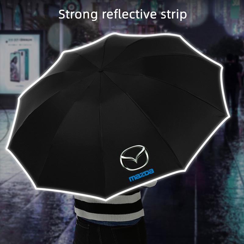 Car Sticker Reverse Folding Umbrella LED Flashlight Reflective Stripe Umbrella for Mazda 3 bk bl 323 Axela Atenza CX-3 CX-4 CX5