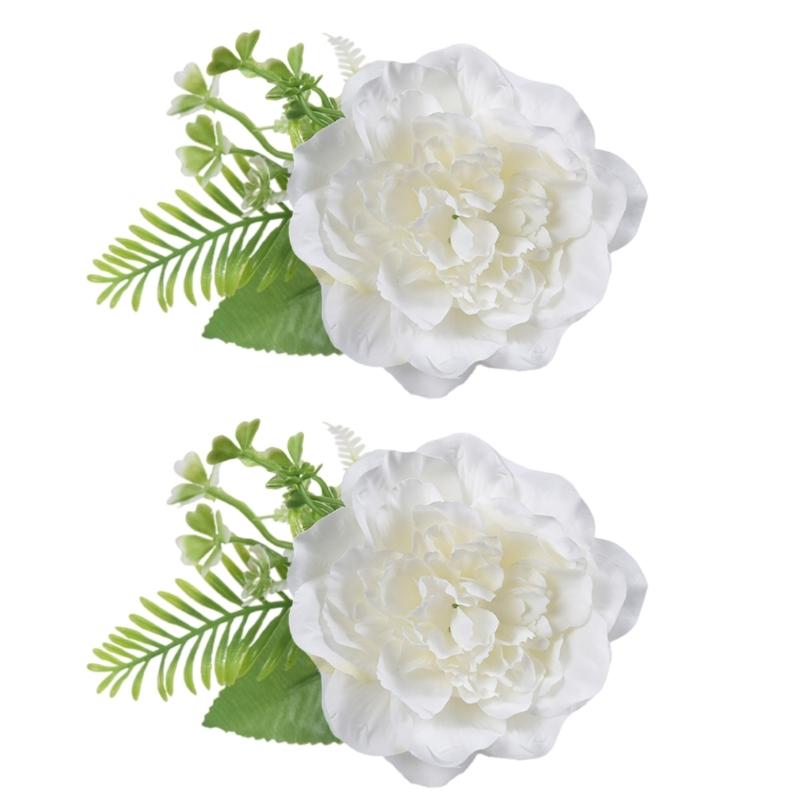Contemporary Artificial Flower Curtain Fastening Clips Set of 2 Decorative Window Drapery Holders Tieback Straps Buckles