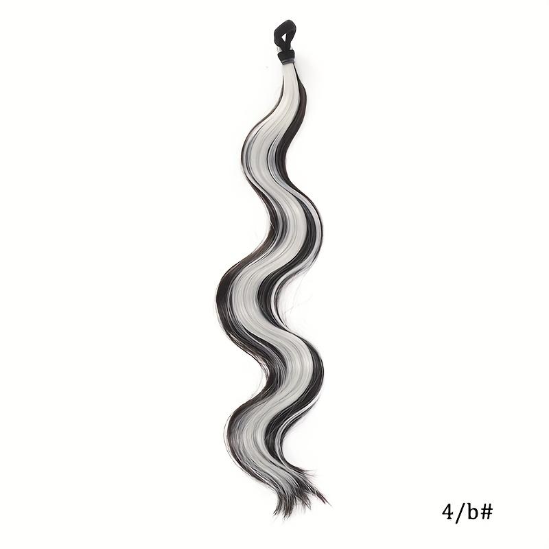Long Synthetic 18inch Deep Wave Ponytail with Rubber Band DIY Self Winding Bun Head Curly Hair Bundle Omber Brown Black Green