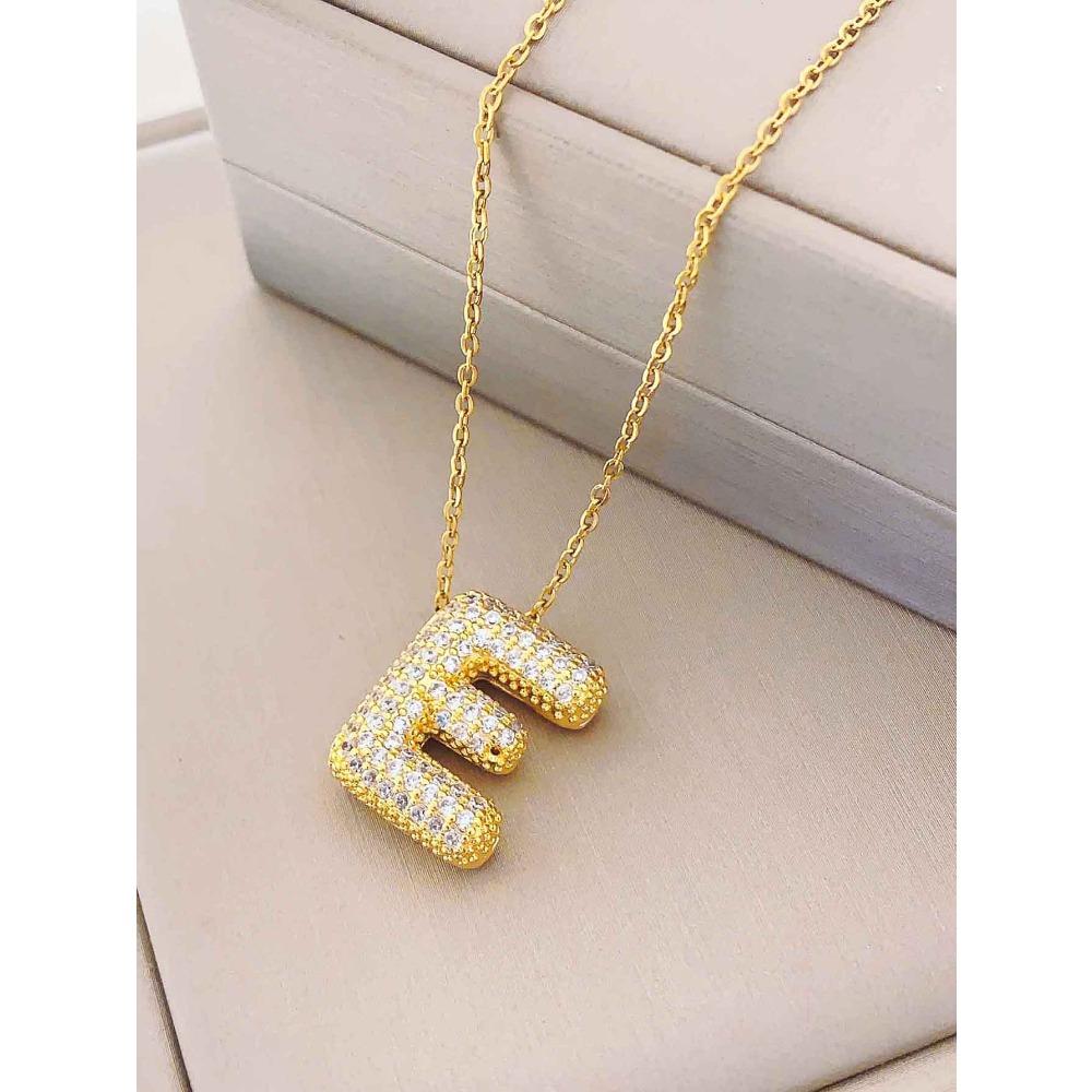 Necklace Female English Alphabet Necklace Female Hip Hop Full Zircon Delicate Clavicle Chain Personality Necklace
