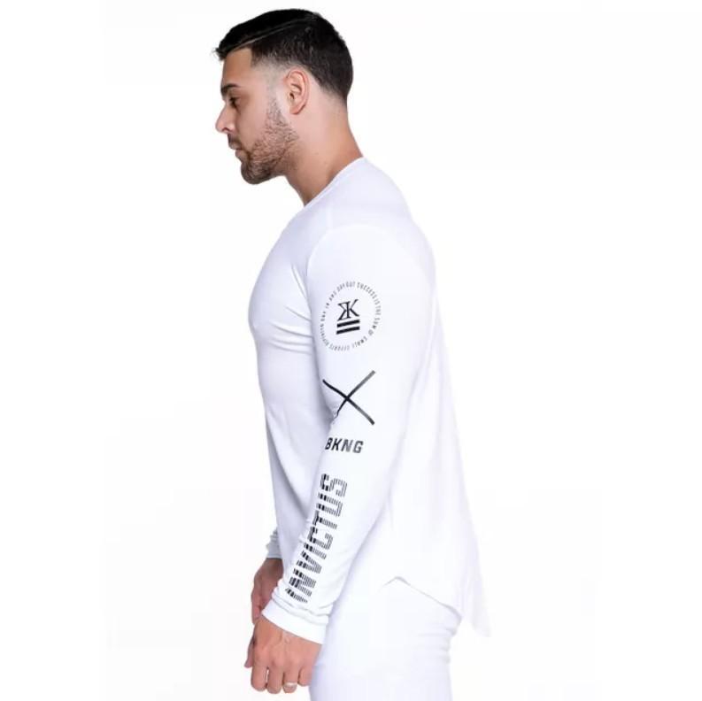 European and American Spring and Autumn Sports Long-sleeved Cotton T-shirt Men's Running Round Neck Slim Fitness Suit