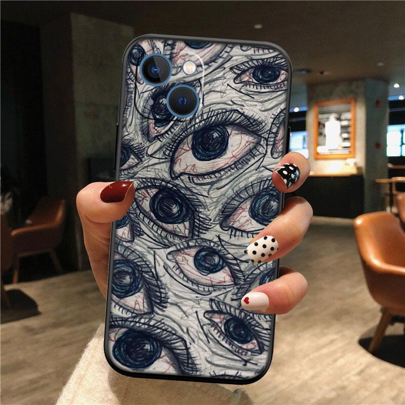 IK62 Spooky Scary Face Eyes New High-End Shell Phone Case for iPhone SE X XS XR 16E 17 11 Pro Max 8 7 6 6s Plus Air