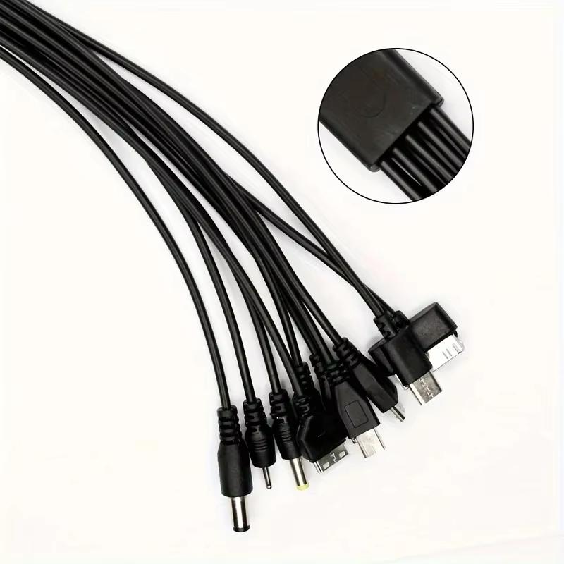 10-in-1 Universelles Multi-Kopf-USB-Ladekabel Schnellladekabel Tragbares Kabel für Handy Ohrhörer Powerbank Outdoor-Nutzung