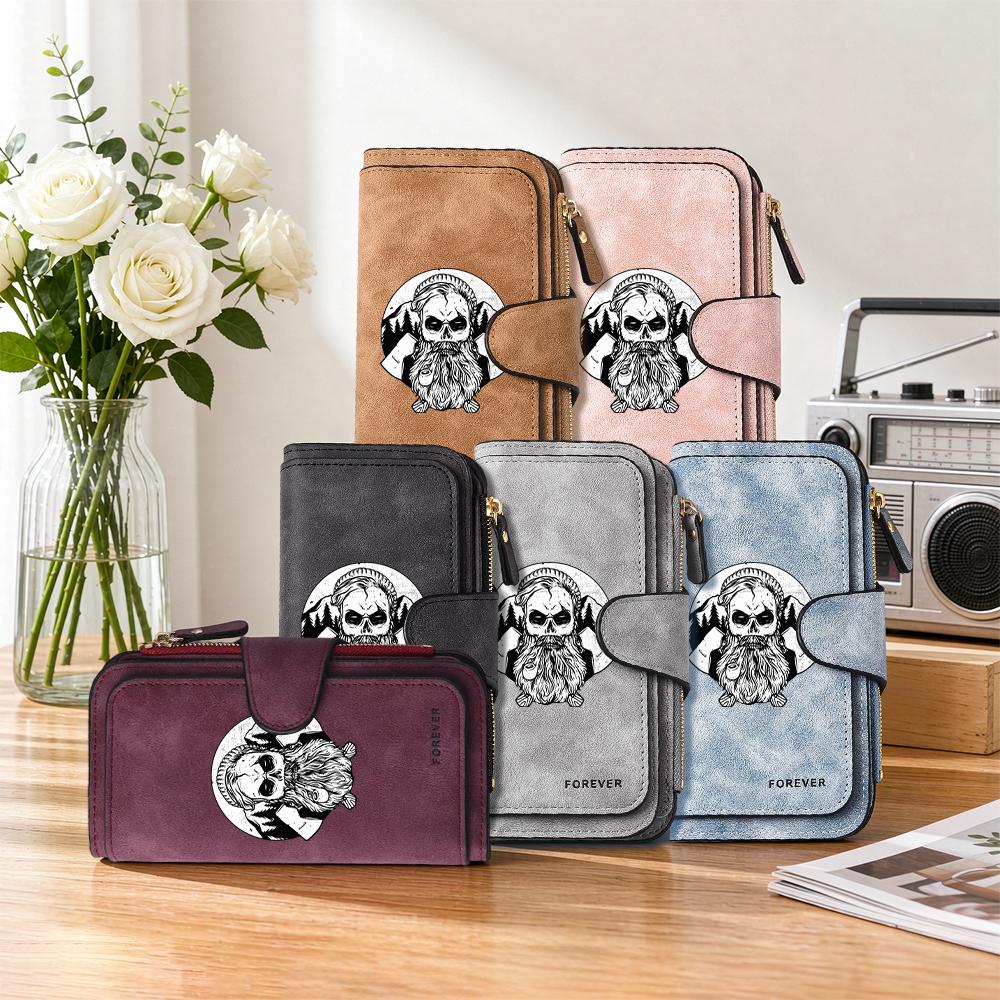 Men's Long Wallet Cool Skull Printed Card Holder Forever Fashion Purse