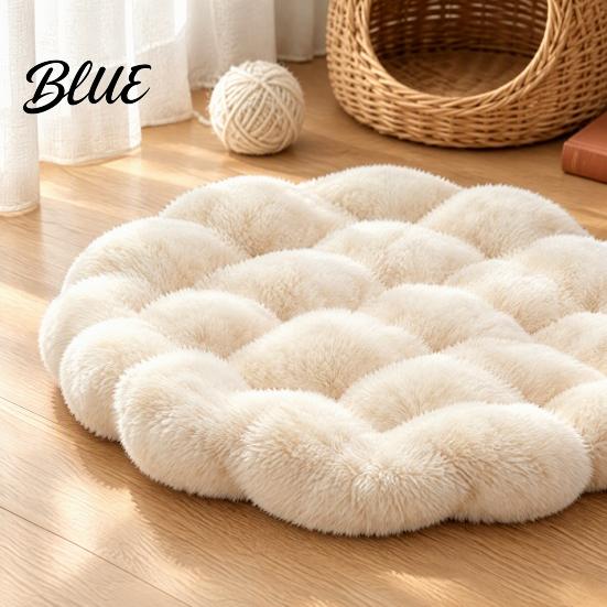 Washable Rabbit Fur Bed Cushion Round Faux Cat Mat Pet Rug Soft Fluffy Non-Slip Non