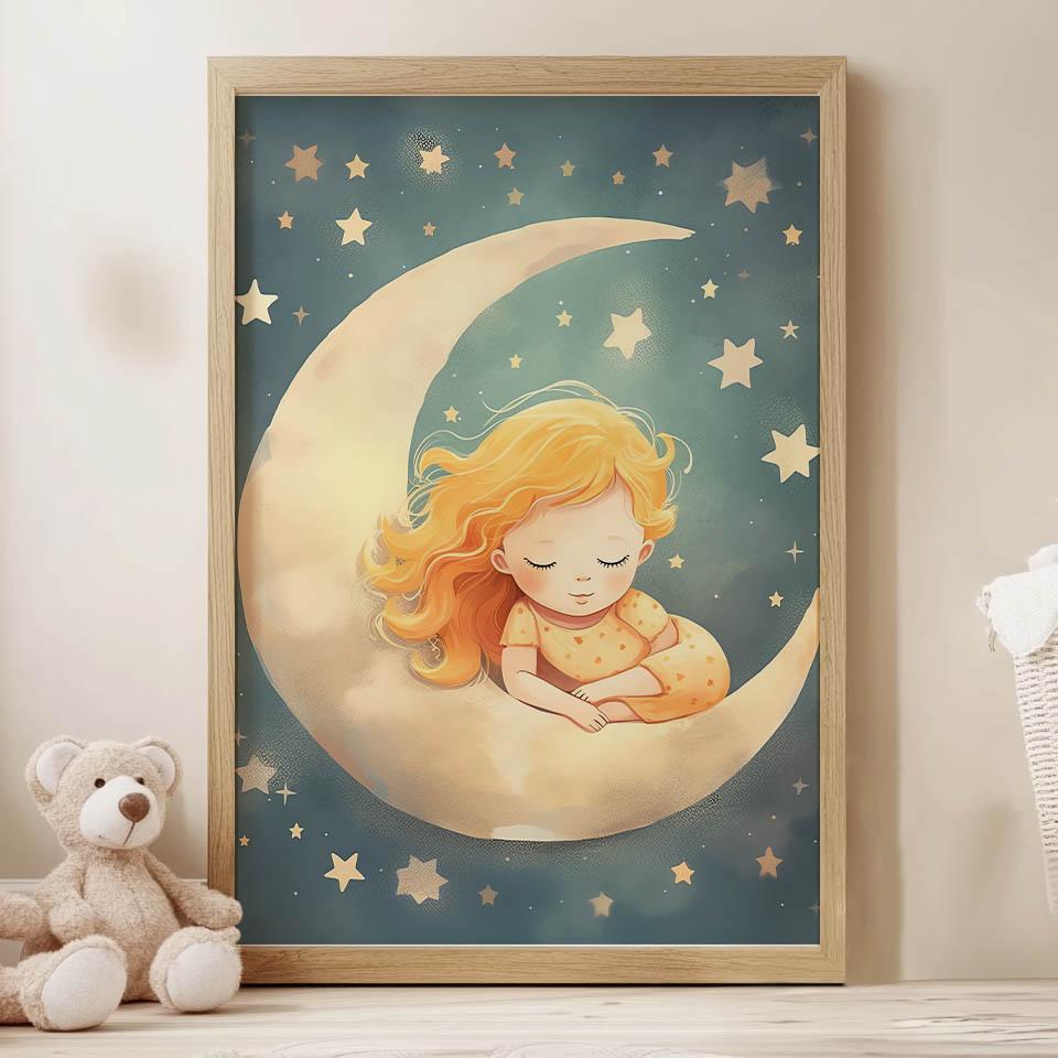 Plakat Księżniczka Na Księżycu Plakat Księżniczka Na Księżycu, 70X100 Cm, Bez Ramy, Płótno Premium Na Blejtramie