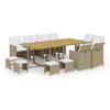 13 Piece Garden Dining Set with Cushions Poly Rattan Beige