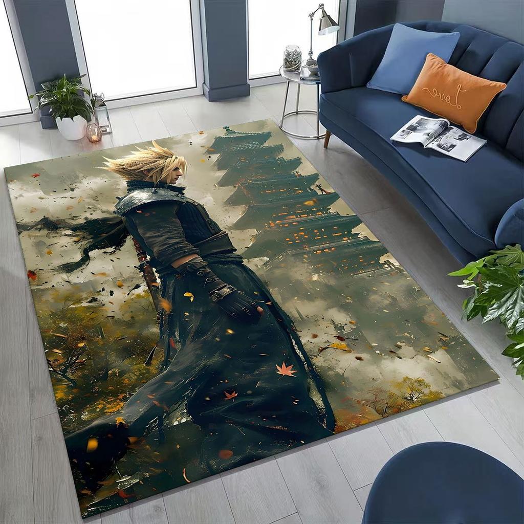 Cartoon Final Fantasy Sephiroth Cloud Tifa Game Rug for Bedroom Living Room Sofa Home Doormat Decor, Large Non-slip Floor Mat