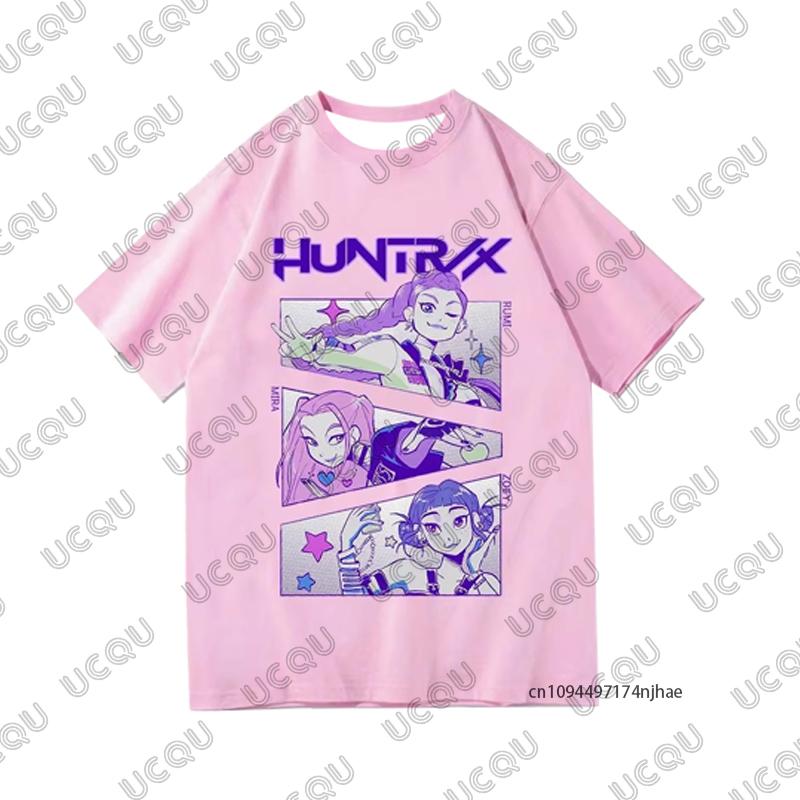 

2025 Новый K-Pop Охотники на демонов Принт Huntrix Мужской спортивный костюм Футболка+Пижамные брюки Комплект Повседневный костюм для пар Модные комплекты из 2 предметов L