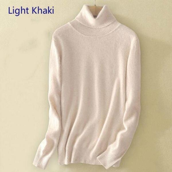 Wool Pure Cashmere Sweater Women's Knitted Turtleneck Cashmere Jumper Pullover Elasticity Pull Femme High Neck Knitting Sweaters Sweater
