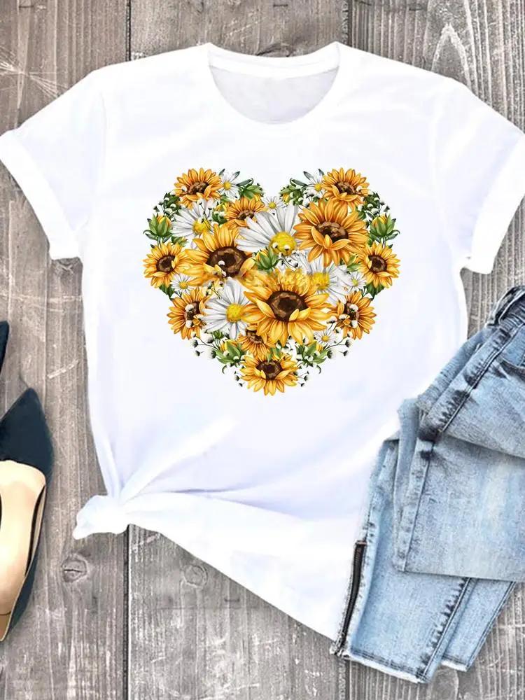 Women Tshirts Casual Sleeve Regular FeUnisex Graphic Tops Clothes Summer Clothing Leopard Heart Sweet Fashion Aesthetic Clothes