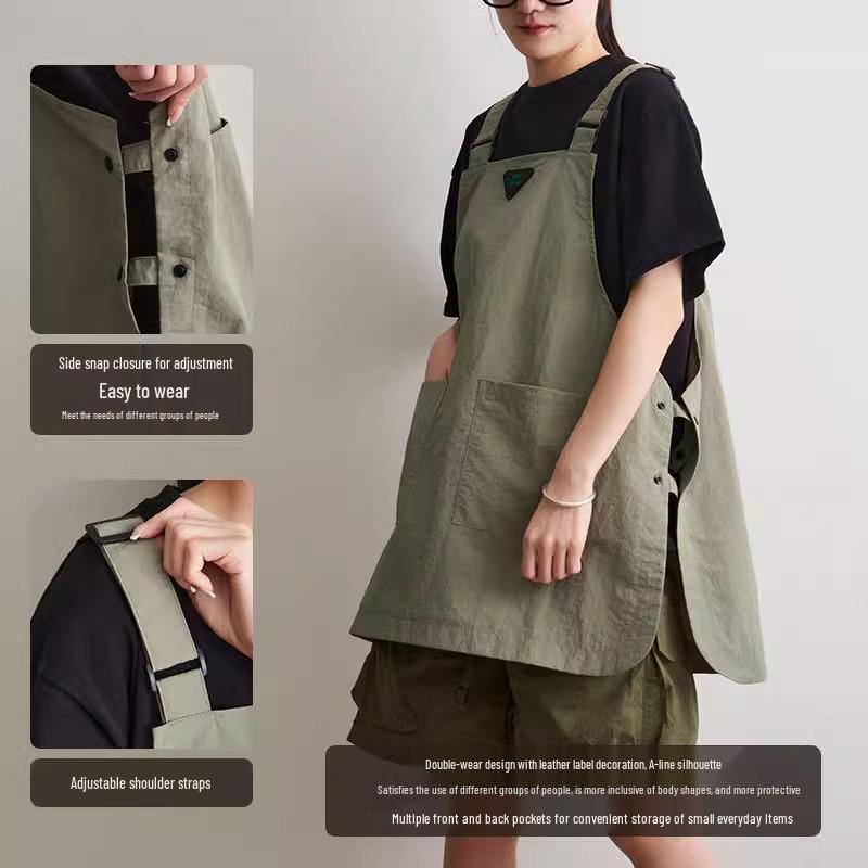 Unisex Japanese Water-Repellent Work Apron for Kitchen, Home, and Cafe