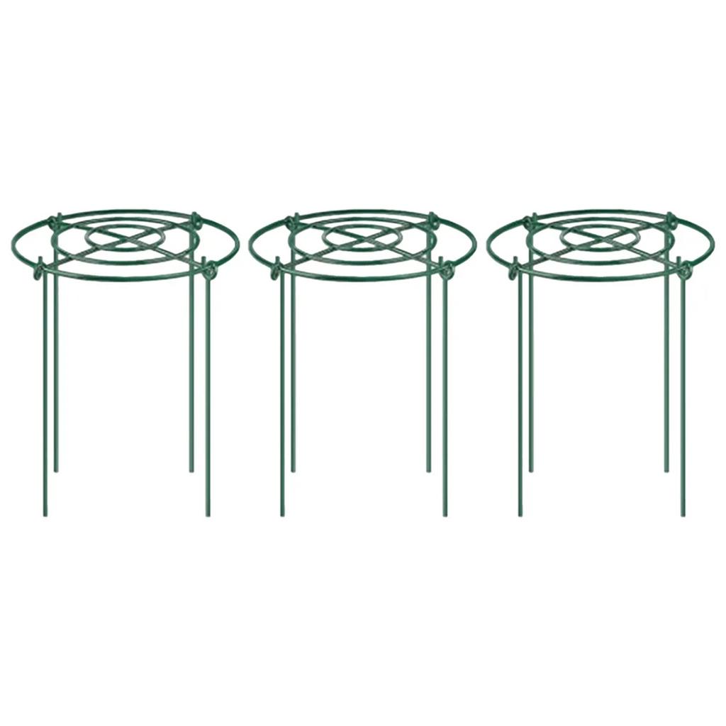 30cm Metal Garden Plant Support Stakes Round Peony Support Ring Cage For Indoor Outdoor Plants Garden Tools, 3Pcs