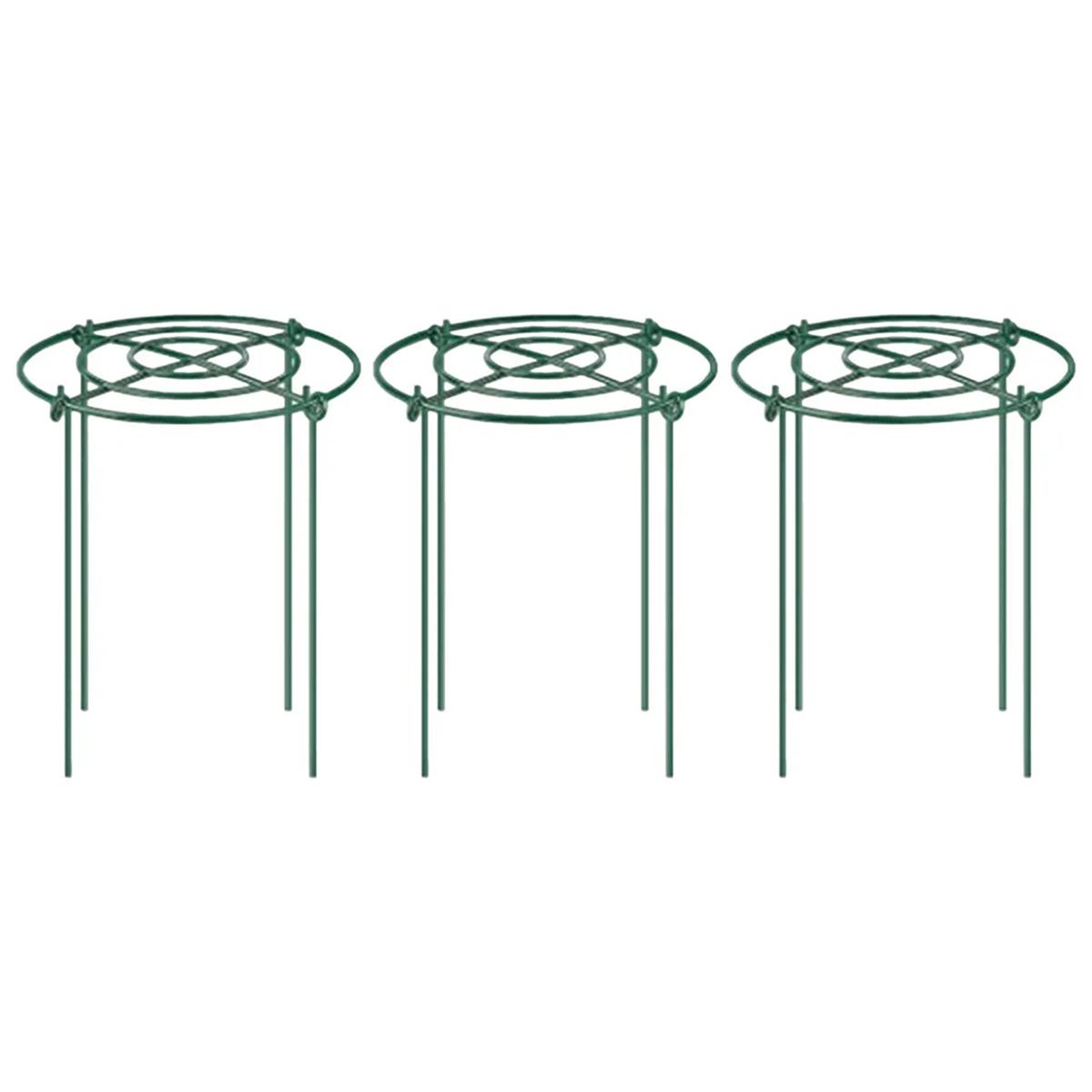 

30cm Metal Garden Plant Support Stakes Round Peony Support Ring Cage For Indoor Outdoor Plants Garden Tools, 3Pcs