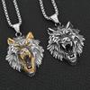 Vintage Nordic Mythology Odin Wolf Pendant Necklace For Men Stainless Steel Viking Fenrir Necklaces Amulet Jewelry