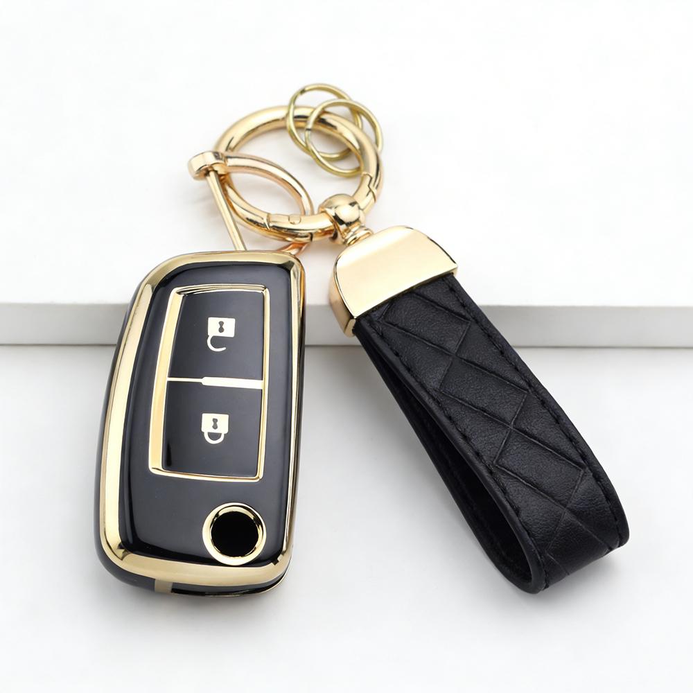 2 Buttons Key Case for Nissan Sylphy Qashqai X-Trail Altima Maxima Kicks Juke Murano Tiida MicraTPU Car Folding Key Case Chain