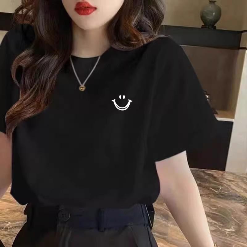 New Cotton T-shirt Women's Spring Summer Large Size Wide Loose Red Short Sleeve Snake Life Clothes Half Sleeve