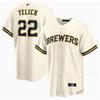 Milwaukee Brewers 22 Yelich Baseballtrikot Bestickt Trainingsspiel-Uniform Herren Damen