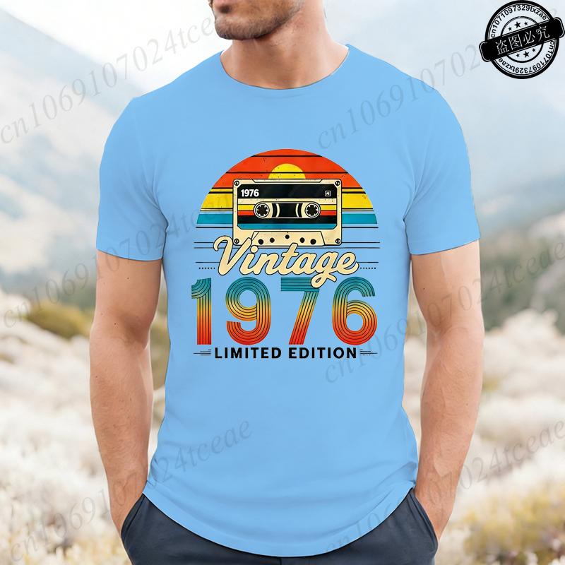 Vintage Born In 1976 Retro 50th Birthday Tshirt Unisex Unisex Funny Y2k Clothes Street Fashion Graphic T Shirts 50 Years Old Gifts