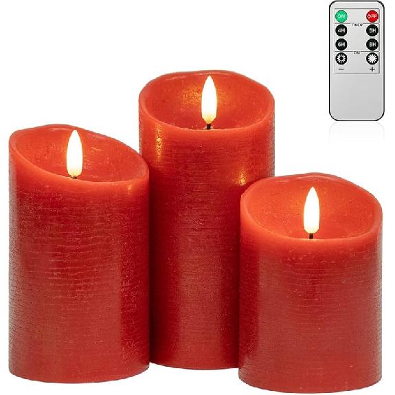 ANGELLOONG Glass Battery Operated Candles with Remote, Flameless Candles with Flickering Flame, Pillar LED Electric Timer Candle for Home Decor,