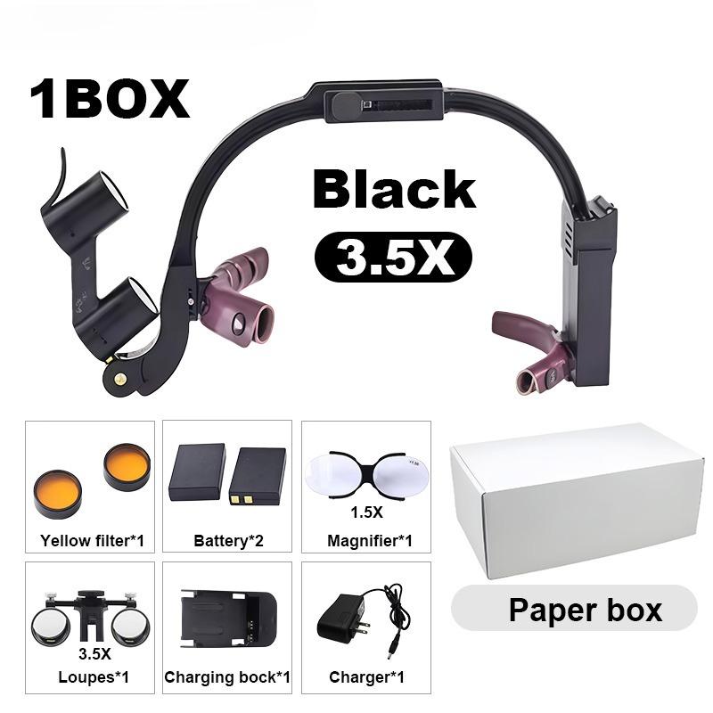 Binoclu Chirurgical cu Magnifier pentru Materiale Dentare cu Bandă de Cap Confortabilă Lampă Frontală LED cu Magnifier Dentar Mărire 2.5x/3.5x