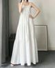 Maxi Abito con Spalline Sottili Stile Coreano Taglie Forti - Donna Snellente Estivo Lungo Fino alla Caviglia