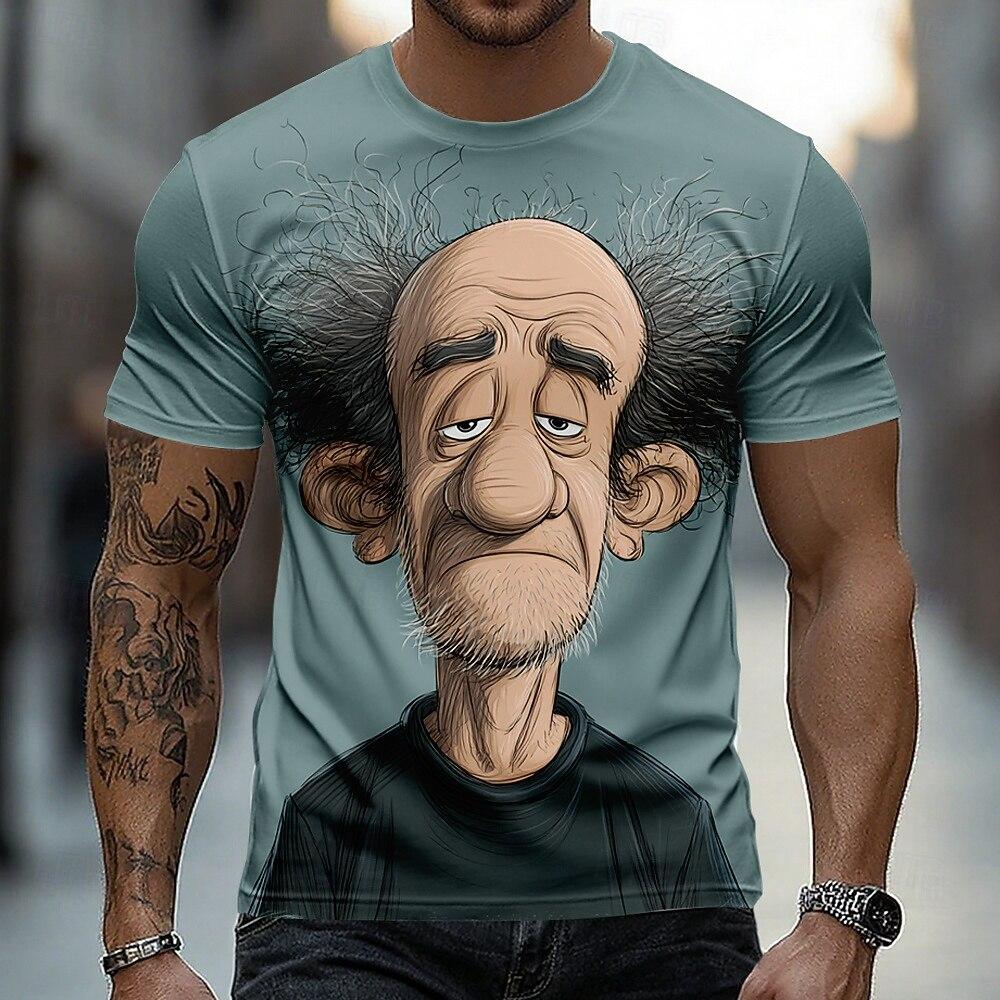 Funny Cartoon Character 3D Print Men's T Shirt Casual O-neck Loose Short Sleeve Tops Hip Hop Trend Street Tees Summer T-shirts