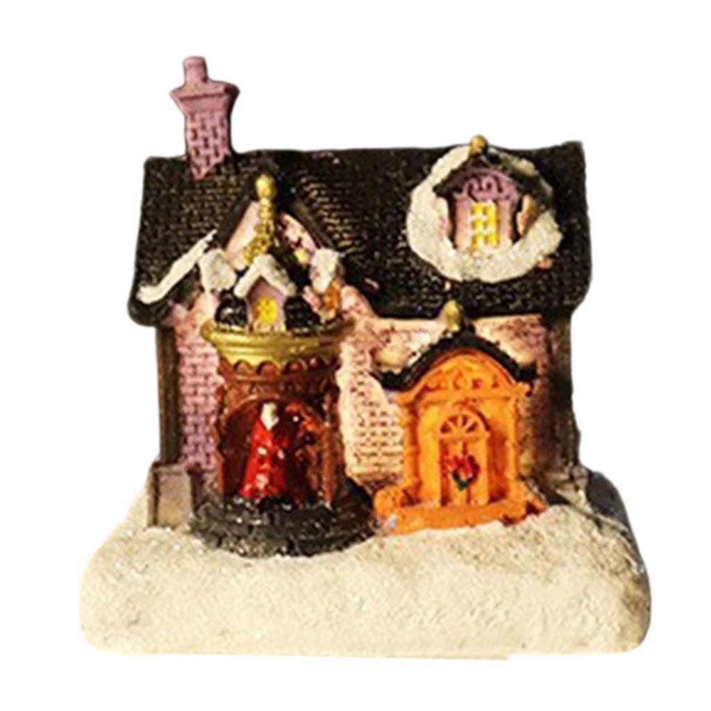 Christmas Village Houses Christmas Collectible Buildings with LED Light Christmas Decors Gingerbreads House Figurine